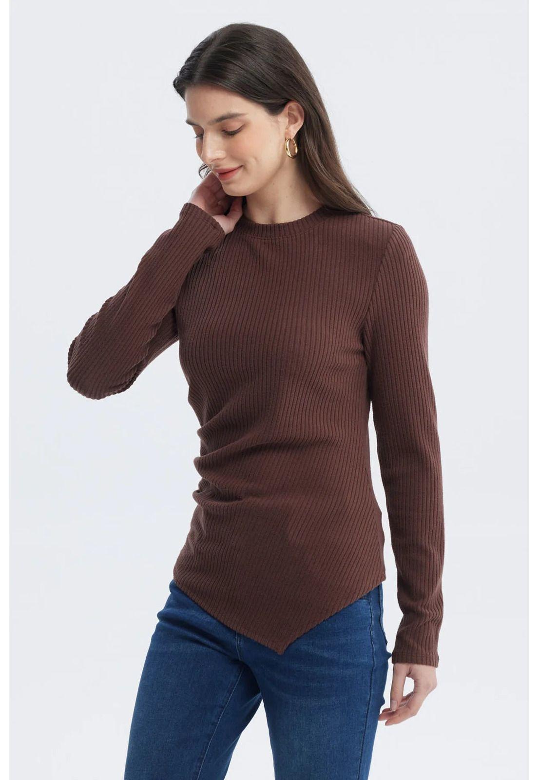 Polera Mujer Ajustado Café Claro-1