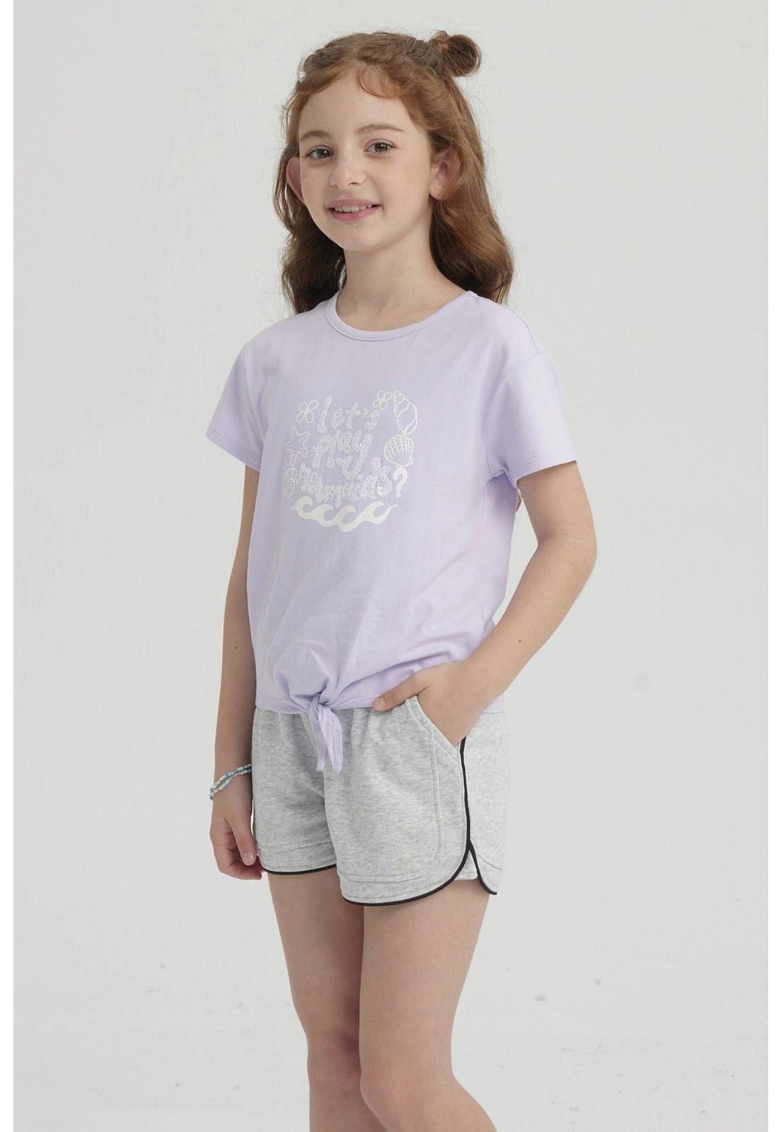 Short Niña Con Cordón Gris Melange-1