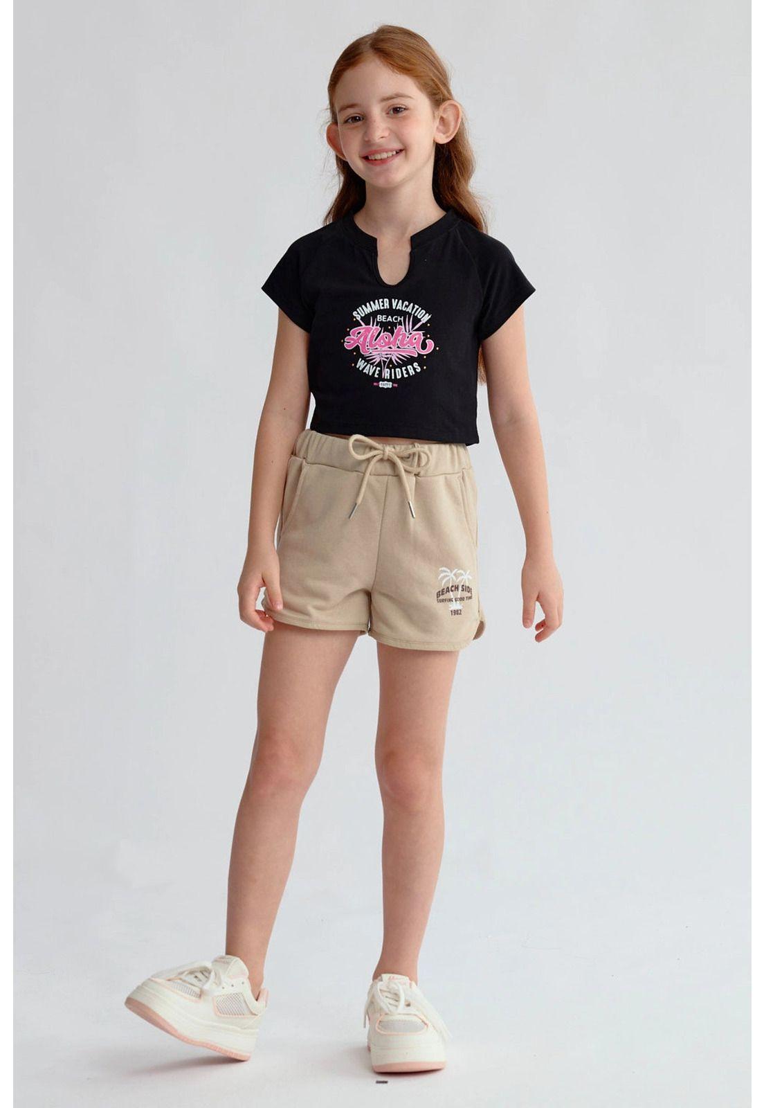 Short Niña Mini Print Beige-3