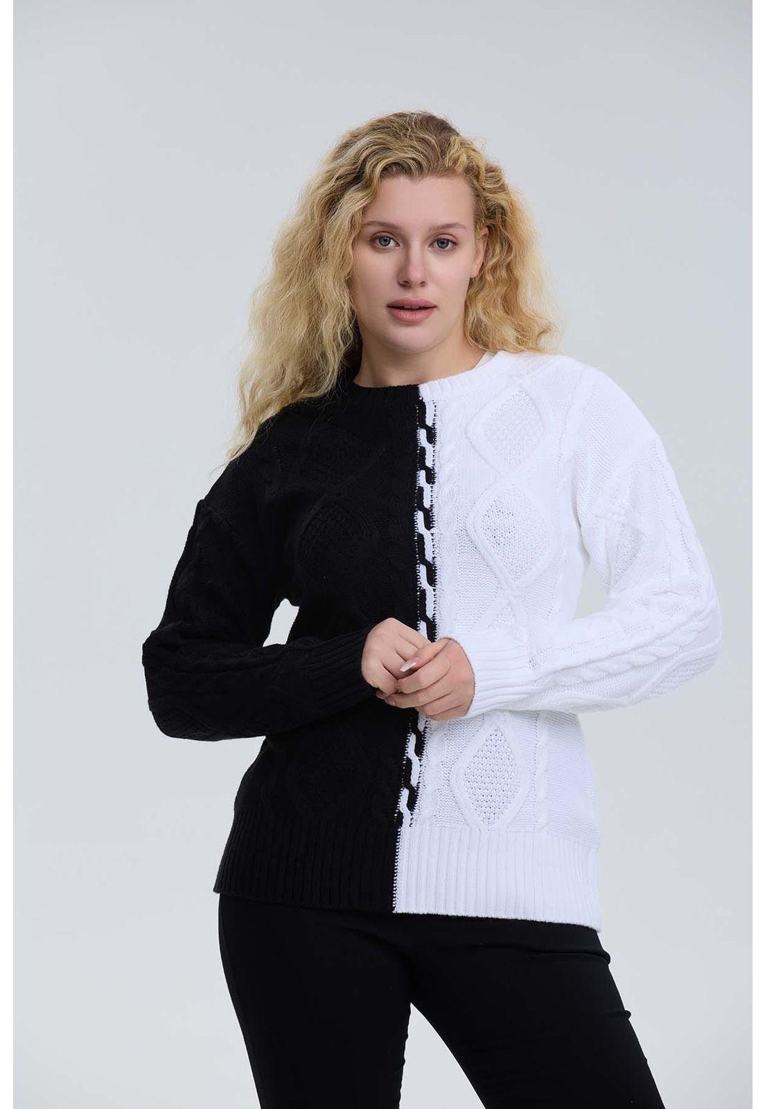 Sweater Mujer Tranzado Negro-0