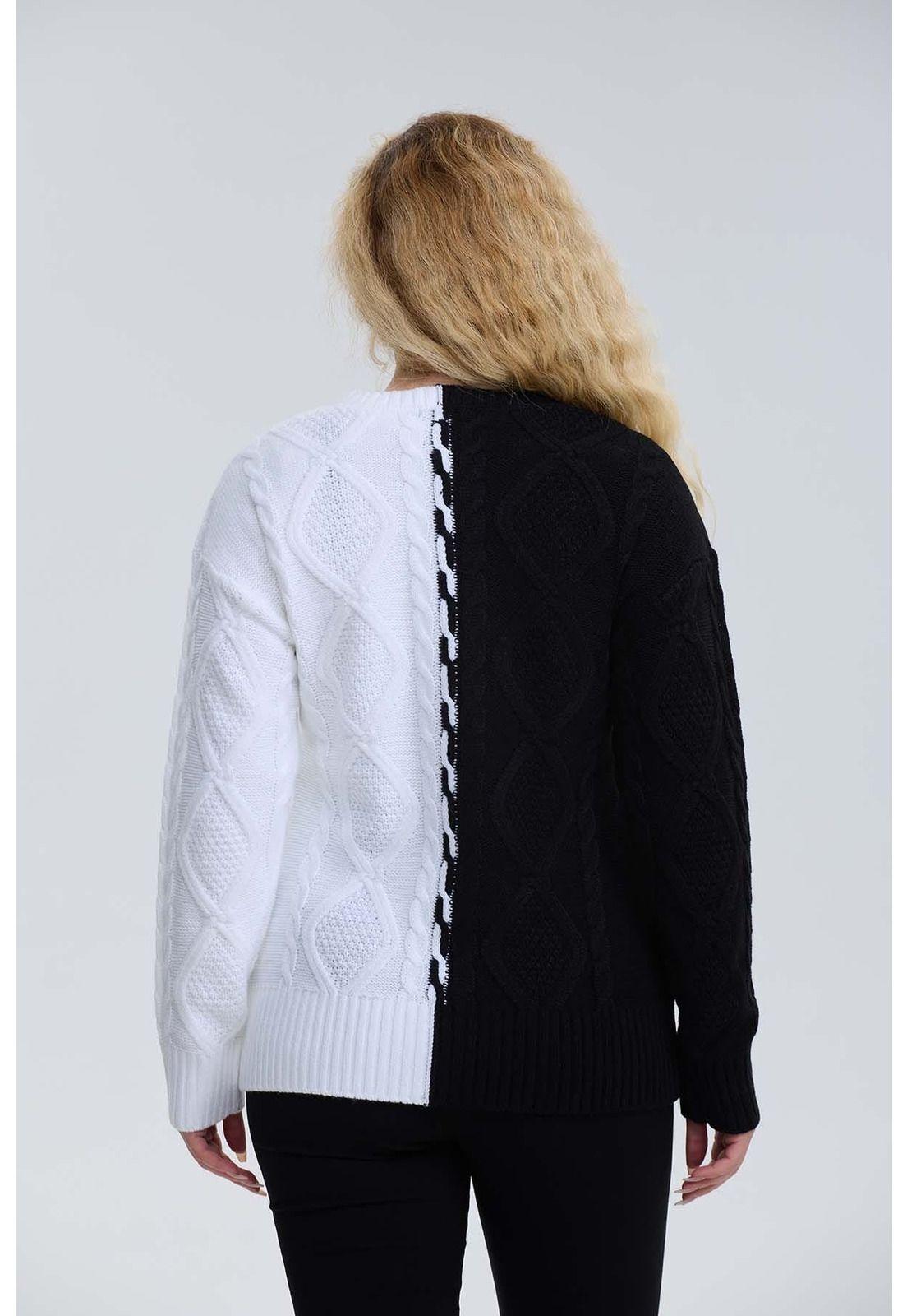 Sweater Mujer Tranzado Negro-2