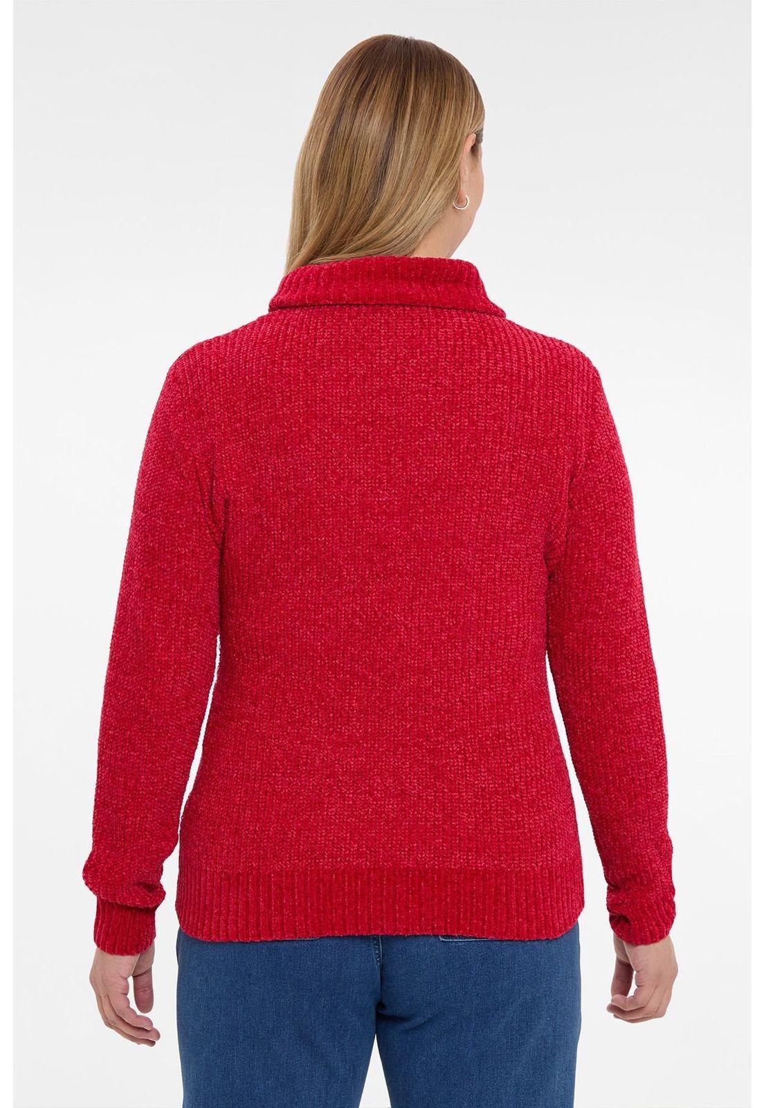 Sweater Mujer Trenzado Rojo-2