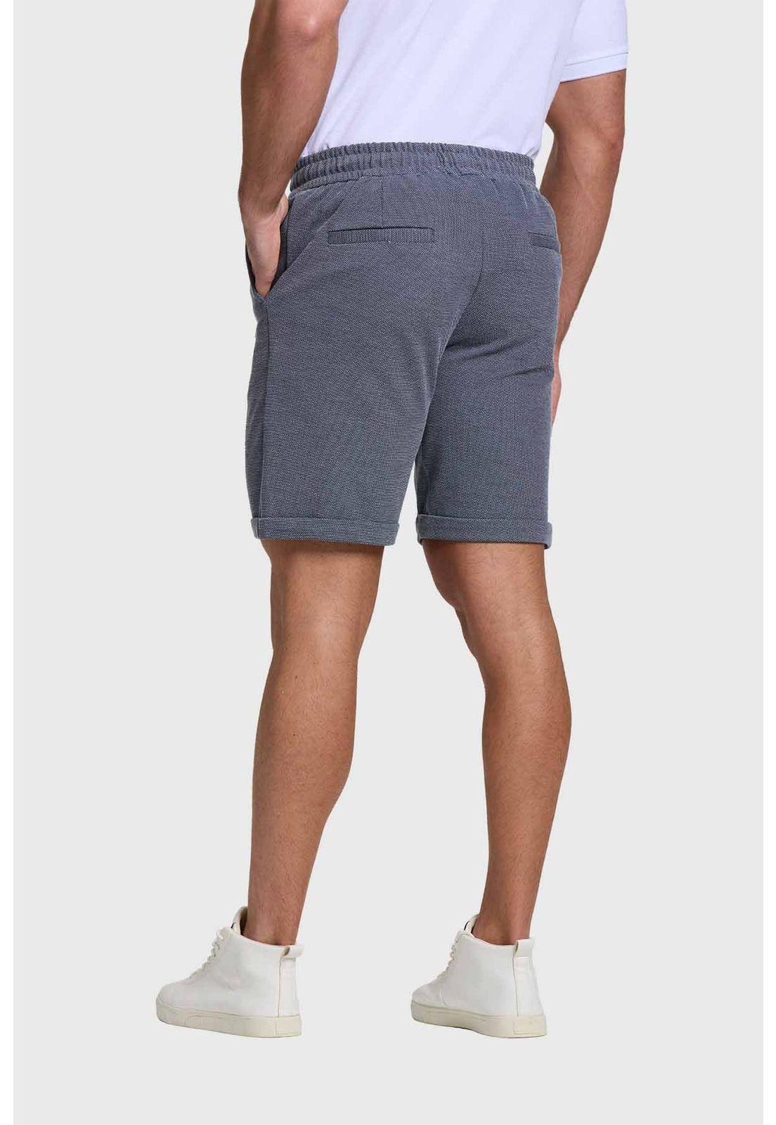 Bermuda Hombre Con Cordón Y Bolsillo Azul-2