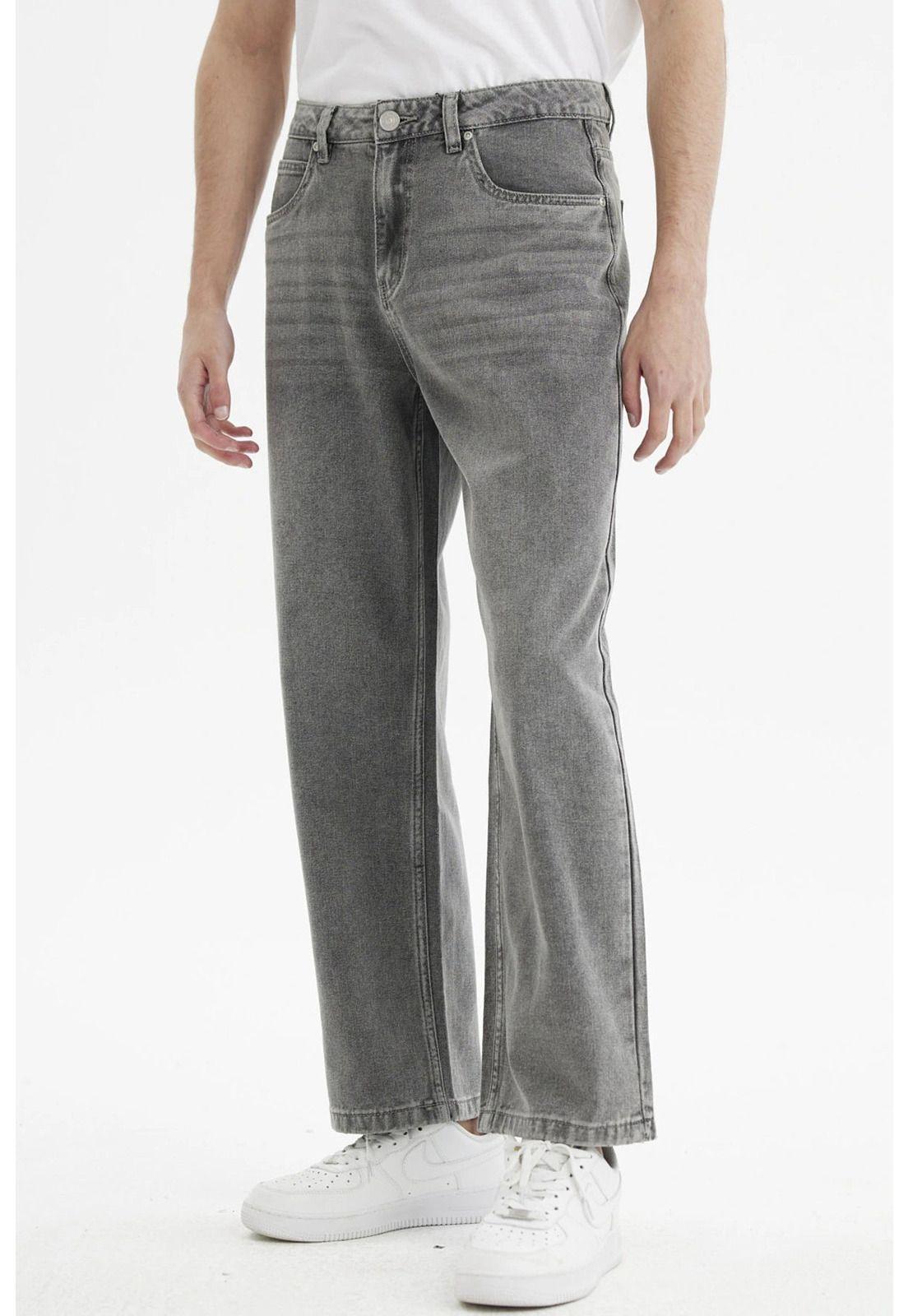 Jeans Hombre Wide Leg Lavado Gris Claro-1