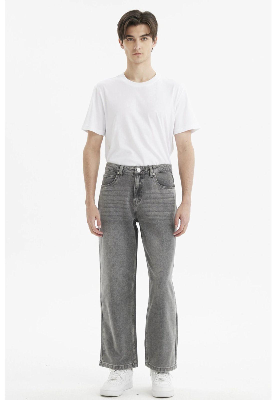 Jeans Hombre Wide Leg Lavado Gris Claro-3