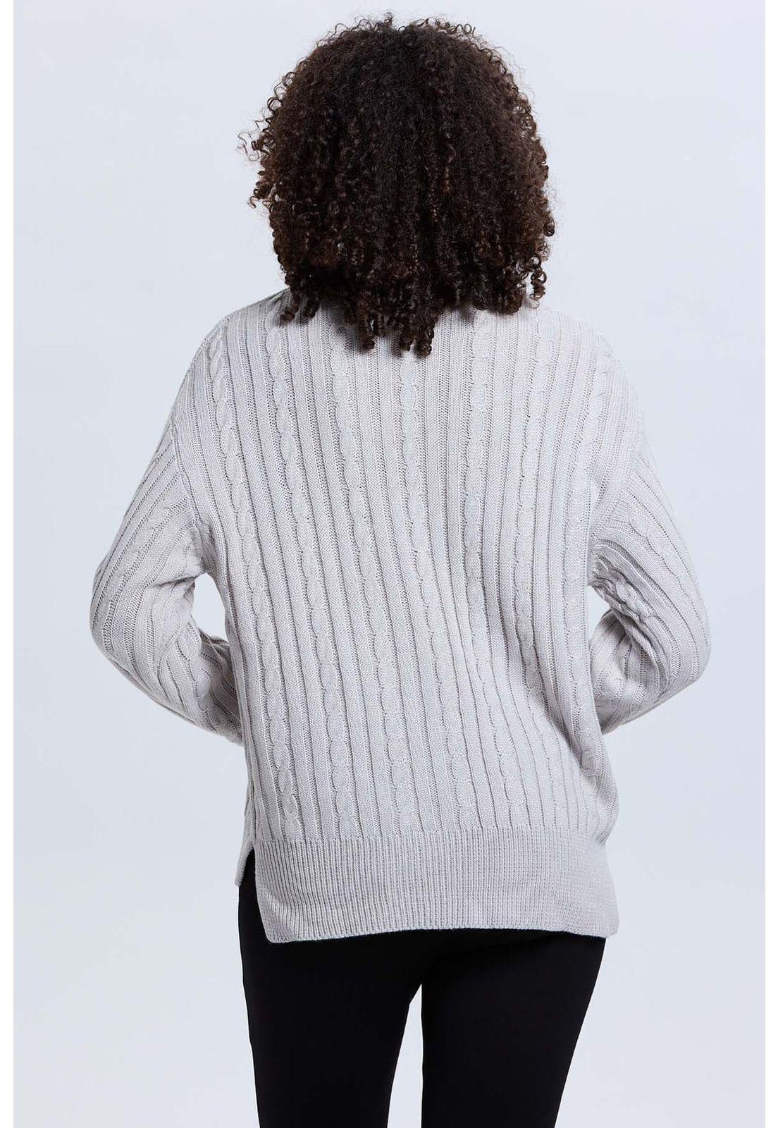 Sweater Mujer Trenzado Gris - lV-2