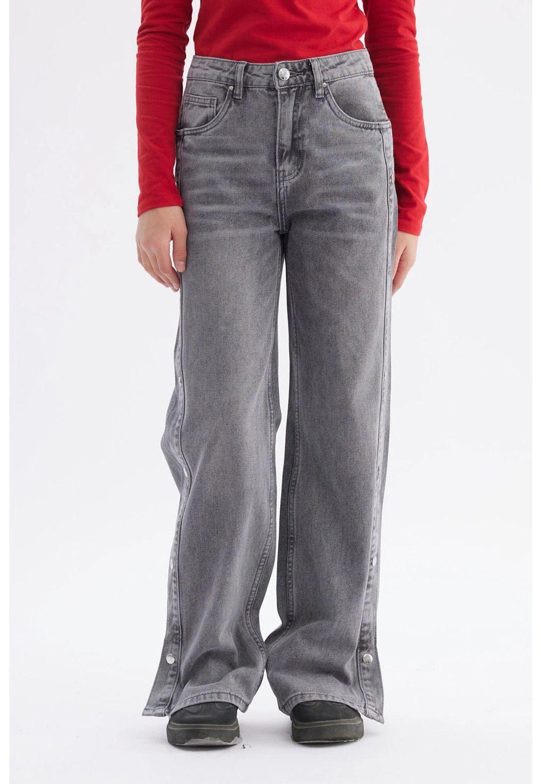 Jeans Niña Wide Leg Gris-0