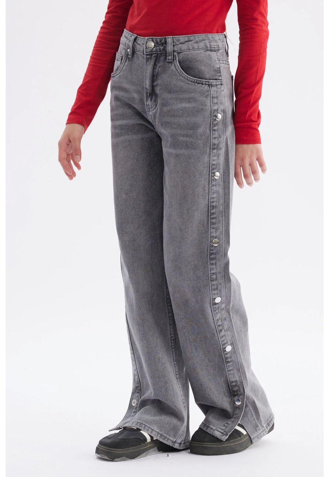 Jeans Niña Wide Leg Gris-1