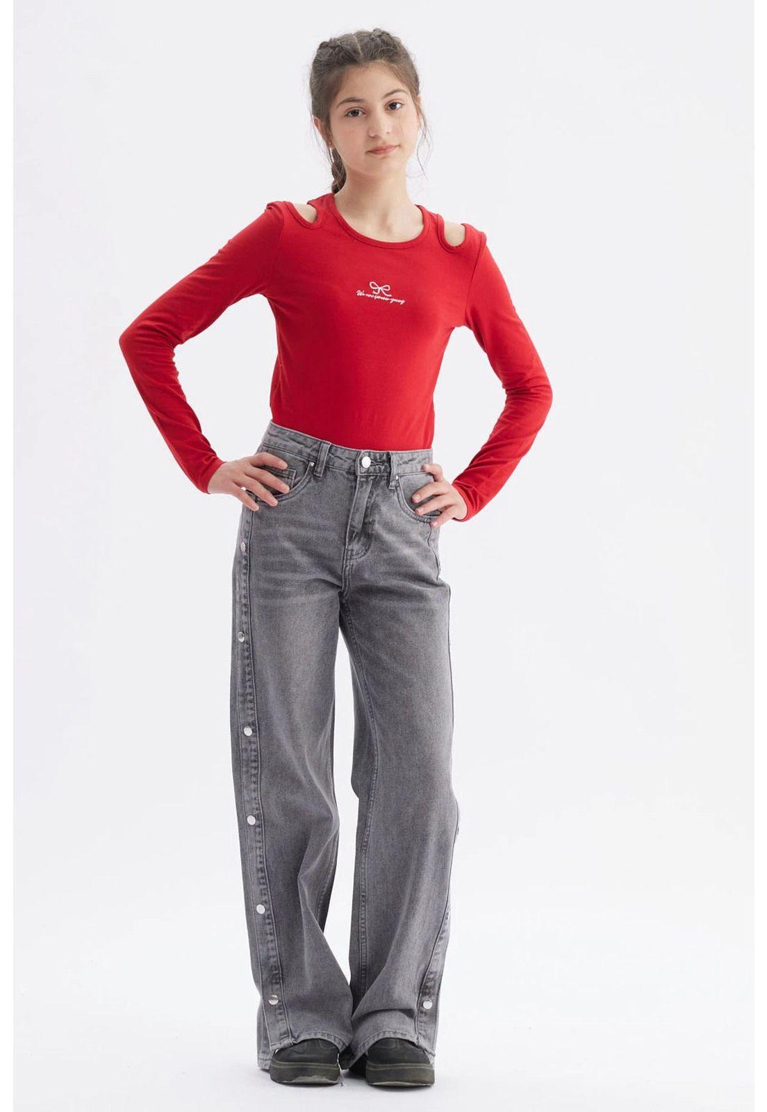 Jeans Niña Wide Leg Gris-3