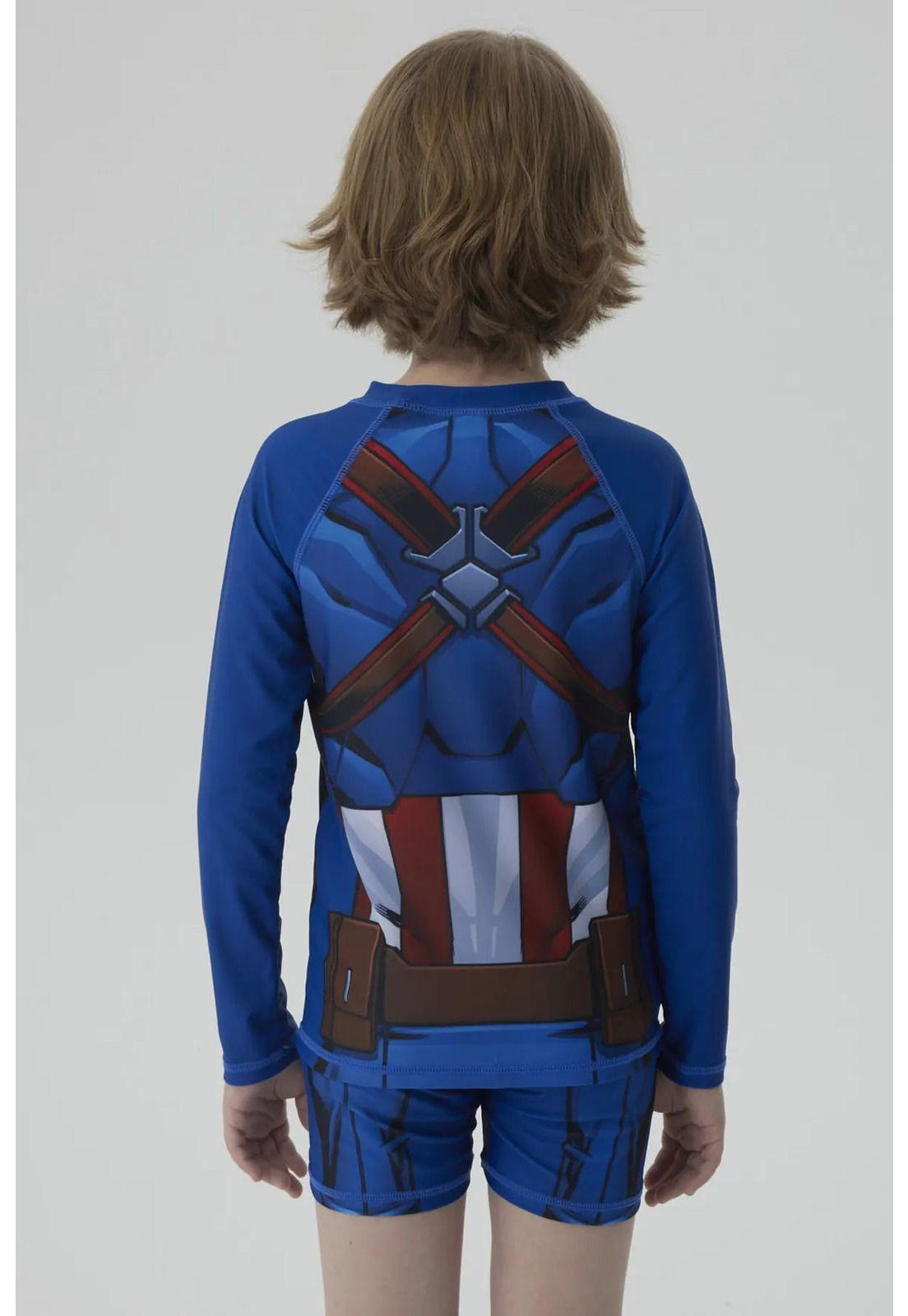 Traje De Baño Niño Capitán América Azul-2