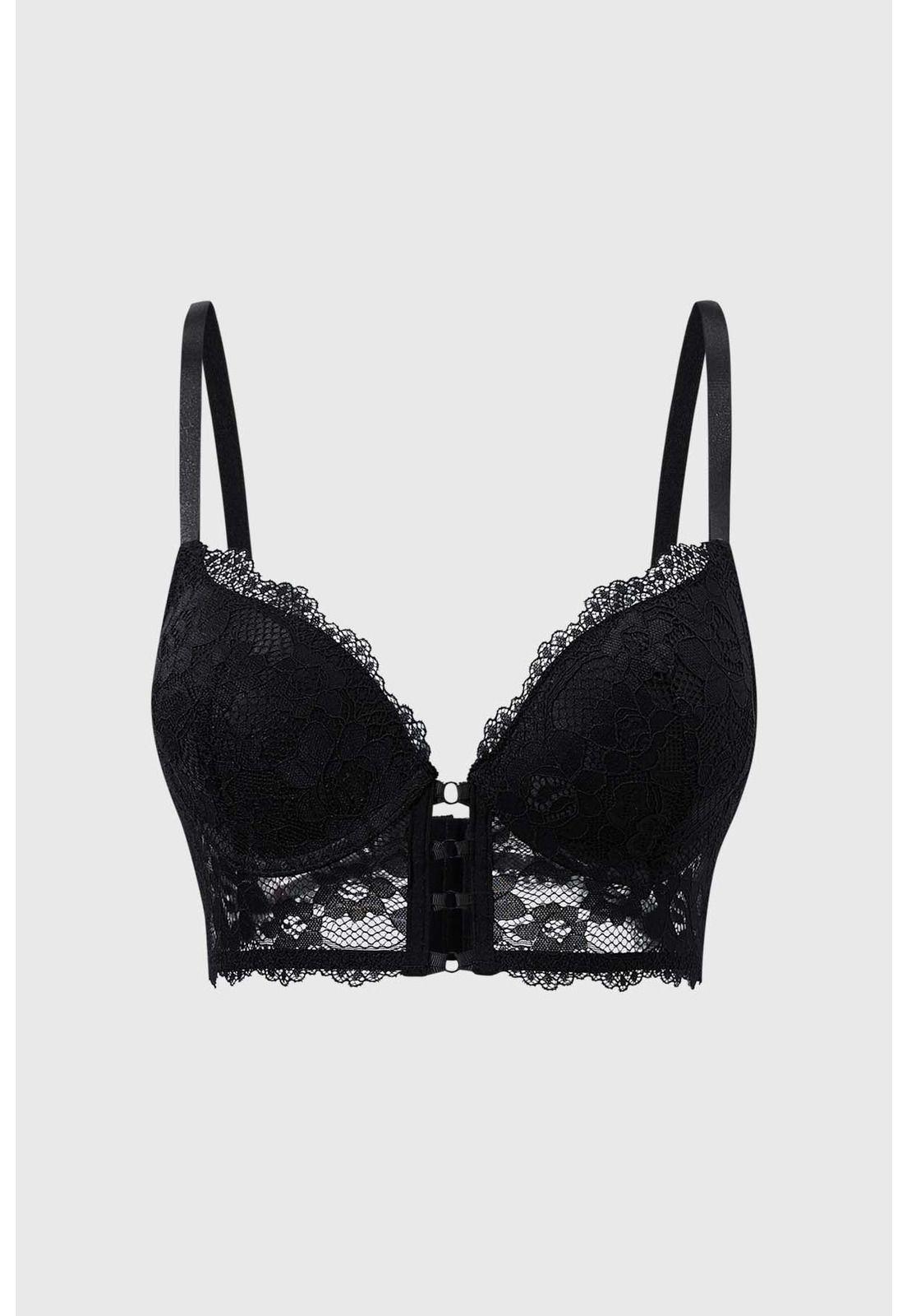 Sostén Mujer Corset Detalle Cruce Medio Negro-0