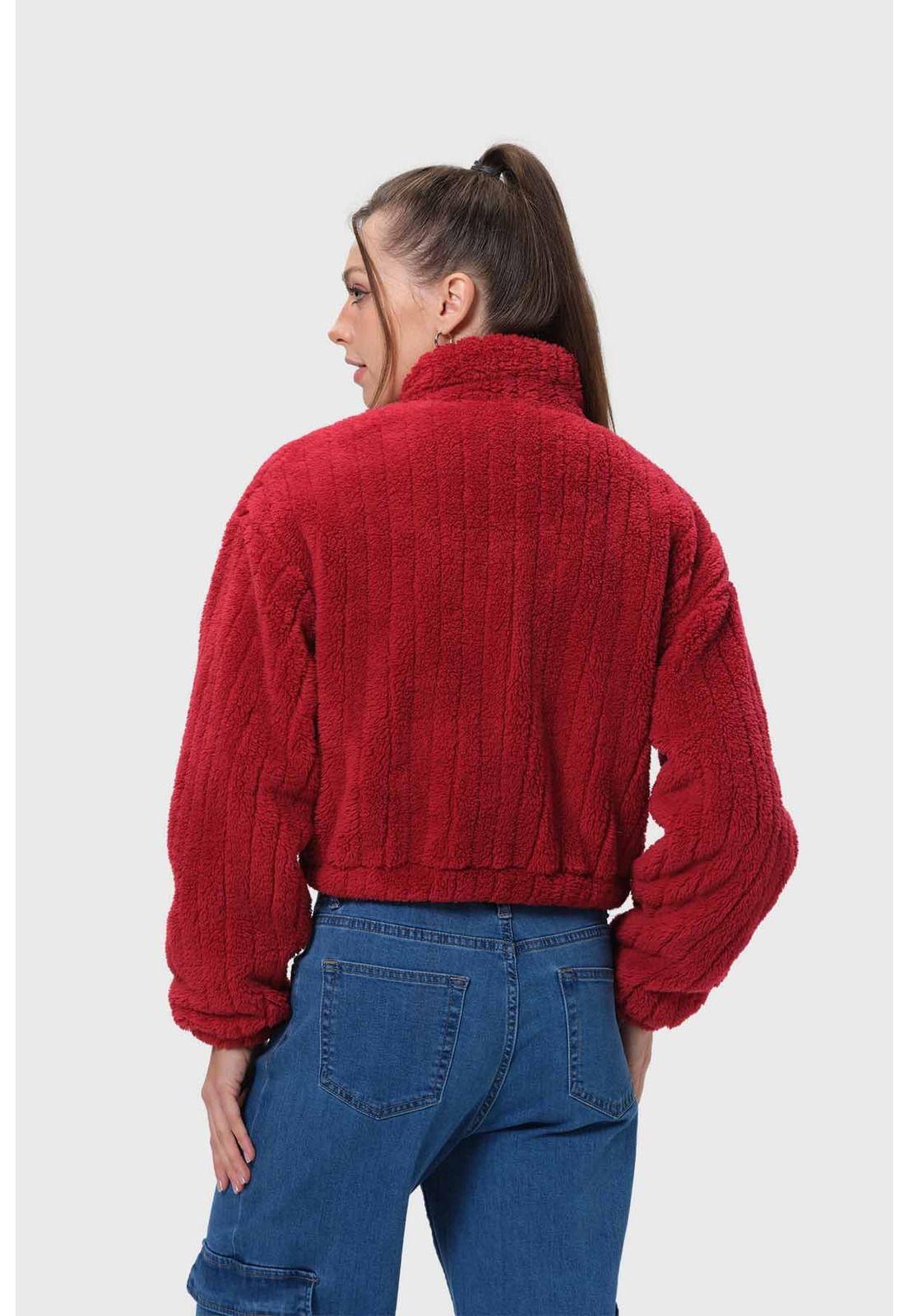 Chaqueta Mujer Tipo Polar Rojo-2