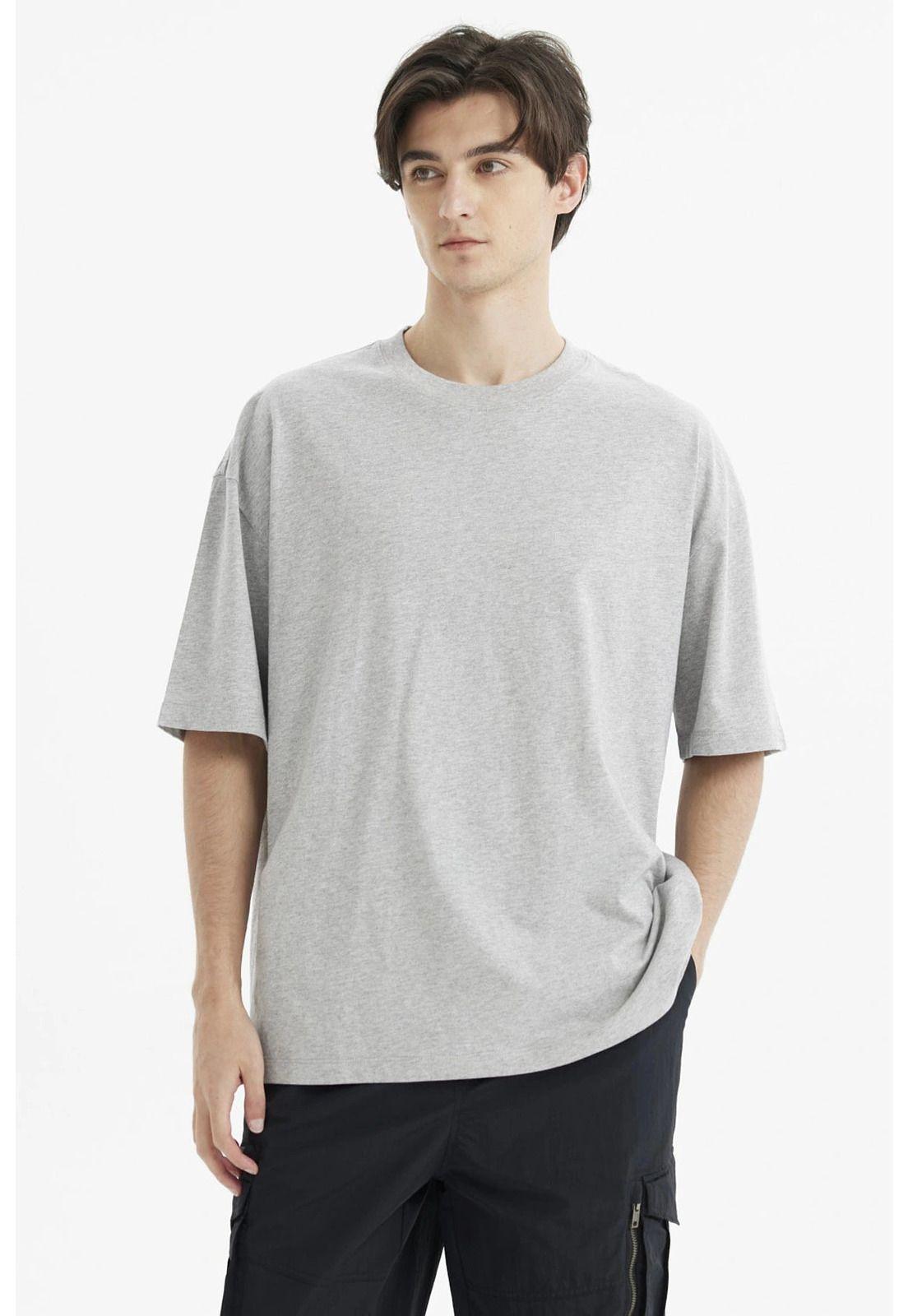 Polera Hombre Oversize Gris Melange-1