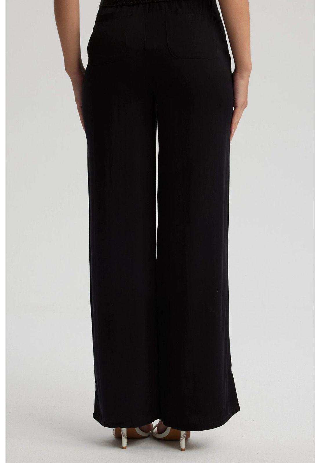 Pantalón Mujer Wide Leg Bolsillo Trasero Negro-2
