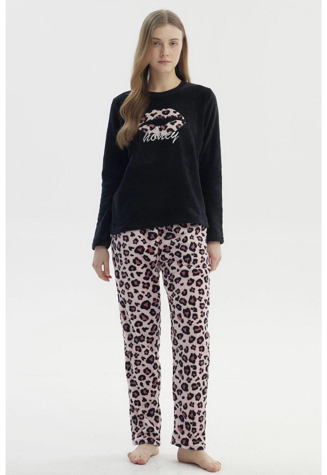 Pijama Mujer Pijama Polera Y Pantalón Negro-0