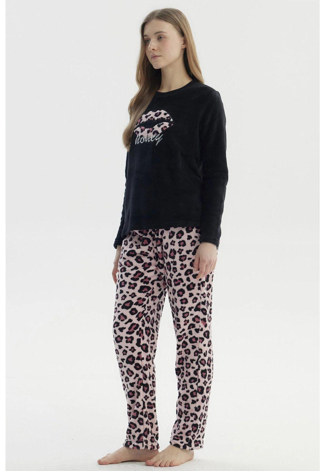 Pijama Mujer Pijama Polera Y Pantalón Negro-1