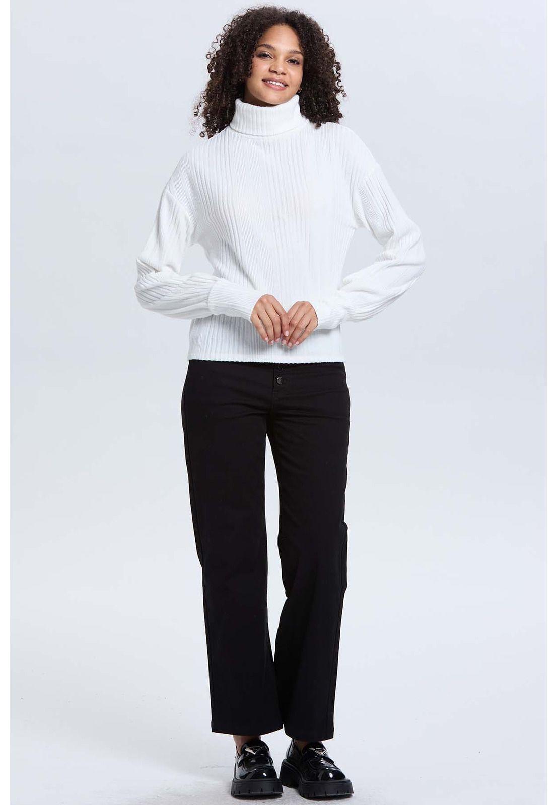 Pantalón Mujer Abotonado Negro-3