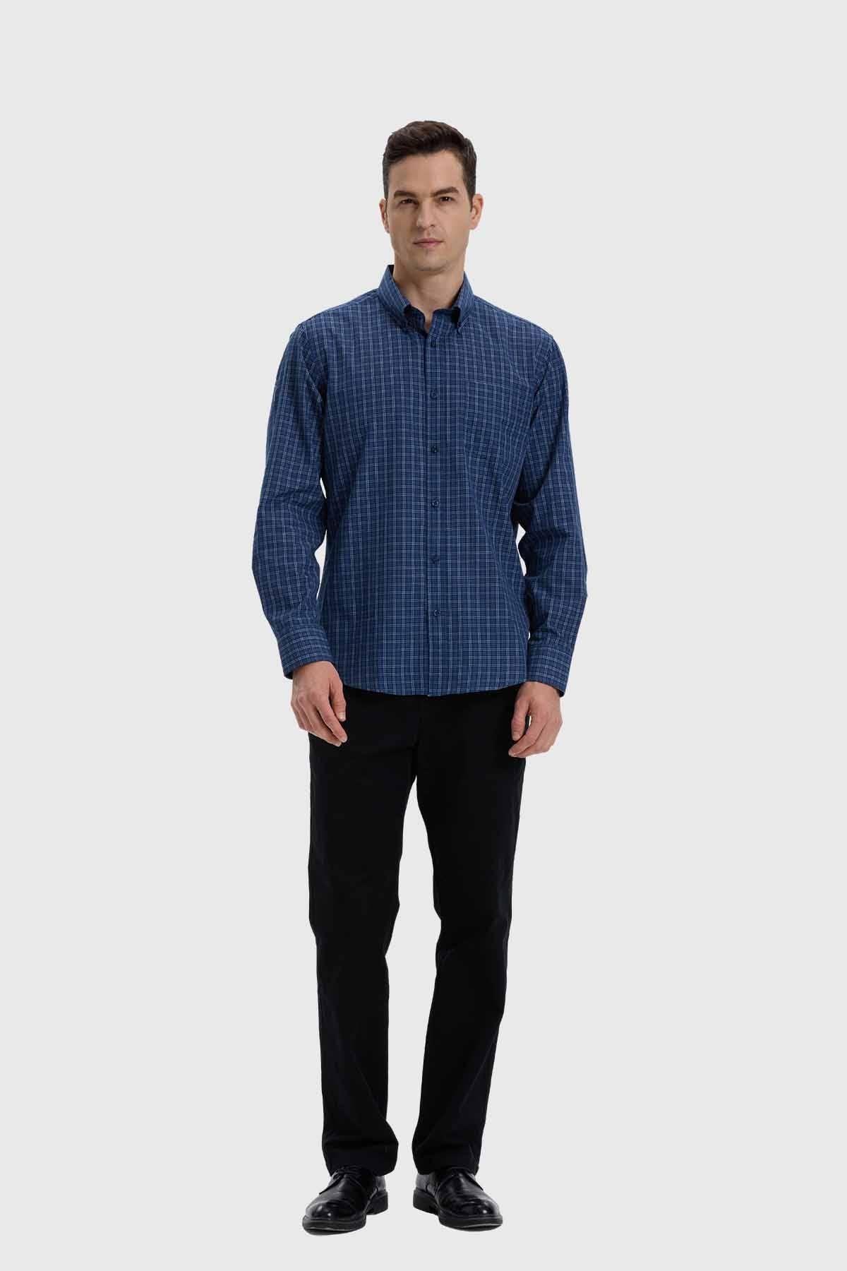Camisa Hombre Fantasía Azul-3