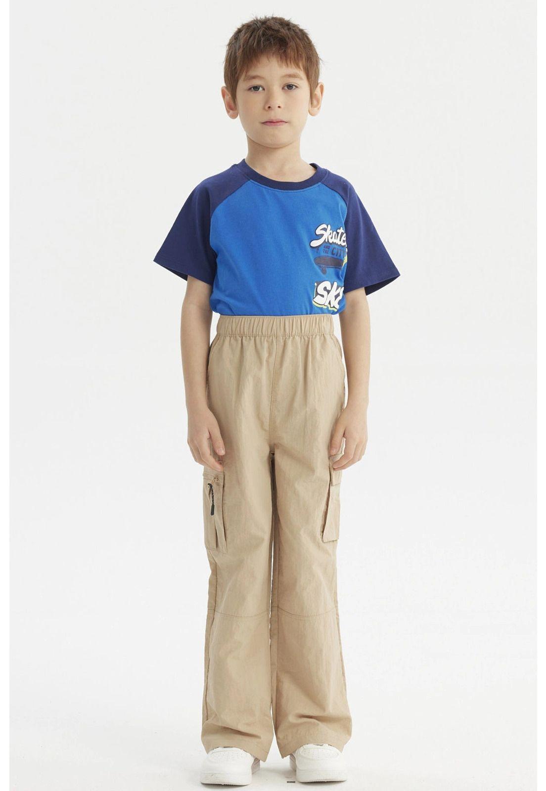 Pantalón Niño Calce Recto Taslan Kaki-3