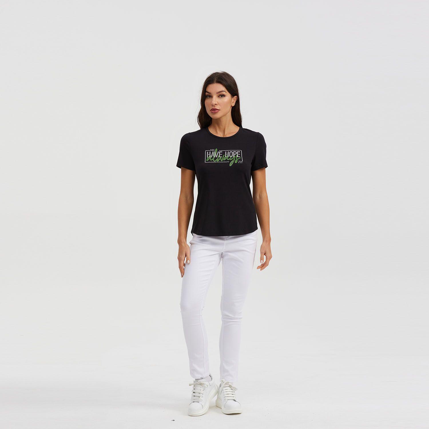 Polera Mujer Print Posicional Negro-3