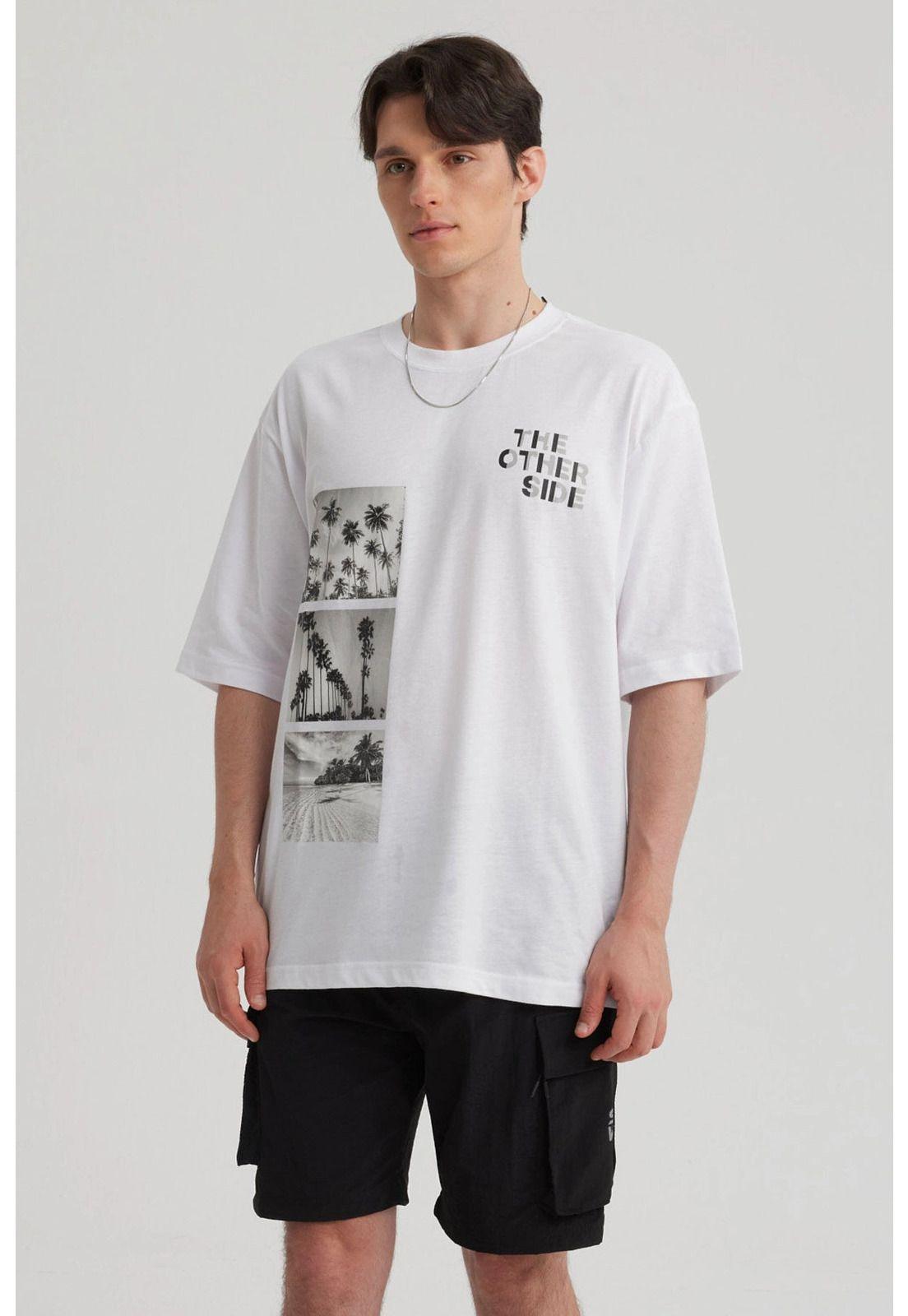 Polera Hombre Print Oversize Blanco - ll-0