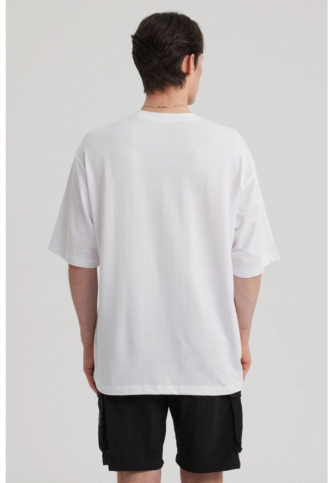 Polera Hombre Print Oversize Blanco - ll-6