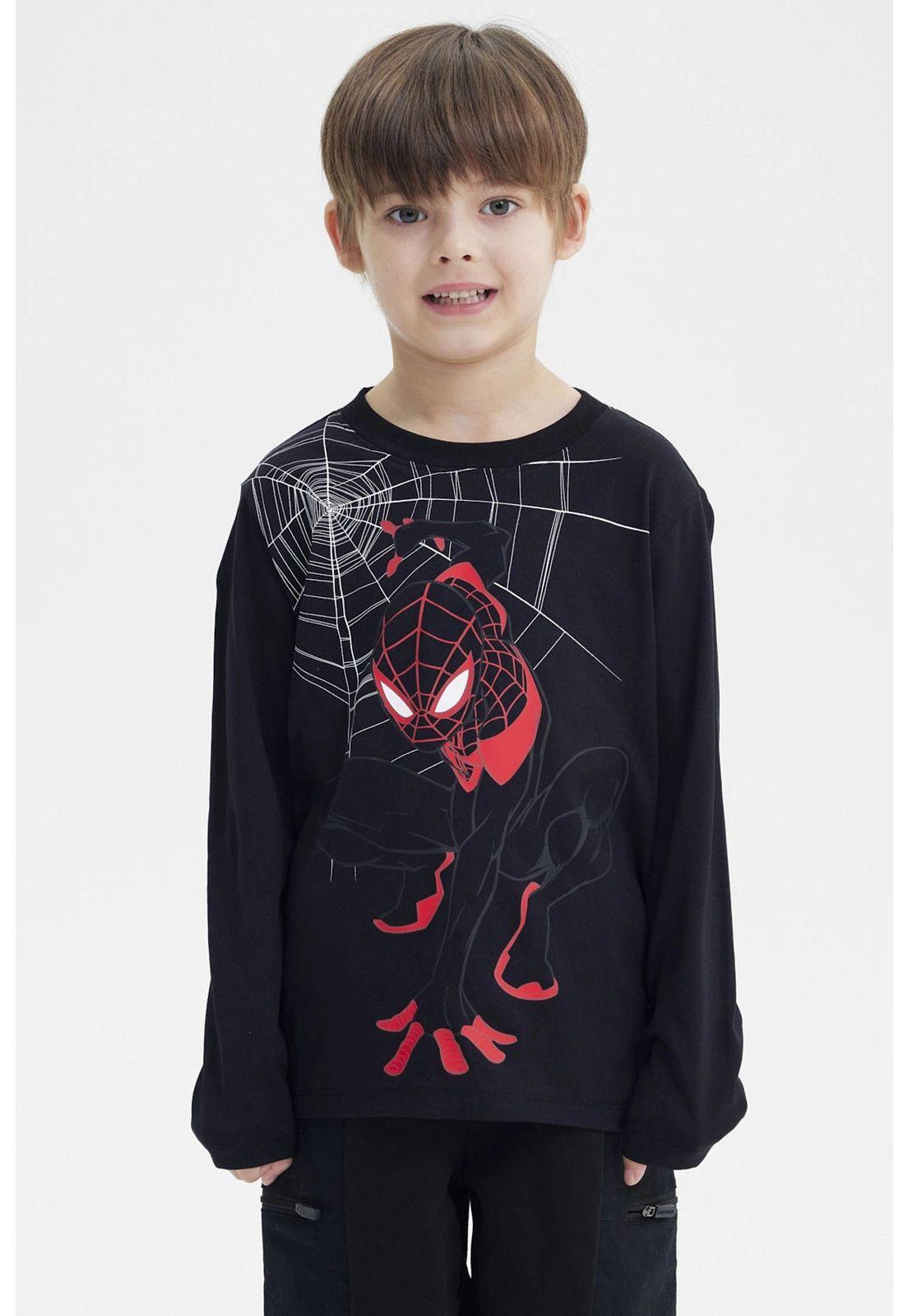 Polera Niño Spiderman Negro-0