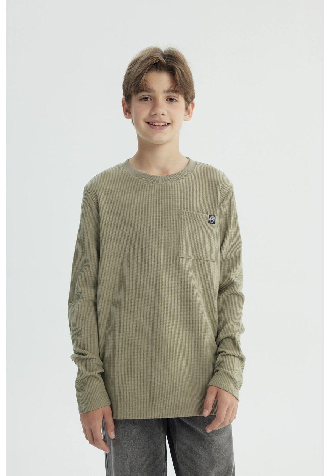 Polera Niño Regular Verde Militar - lll-0