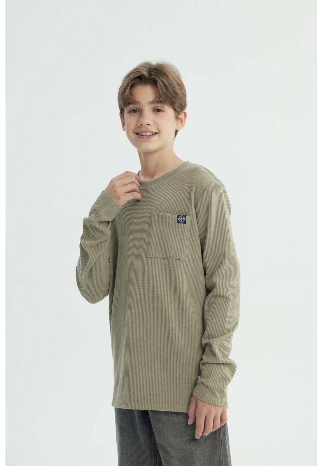 Polera Niño Regular Verde Militar - lll-1