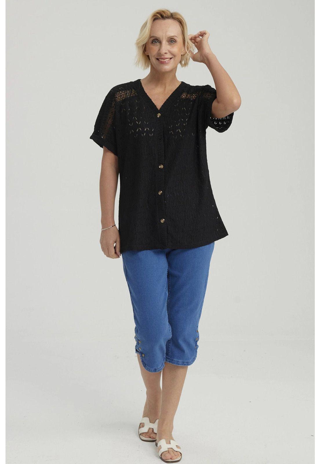 Polera Mujer Lisa Abotonada Negro-1