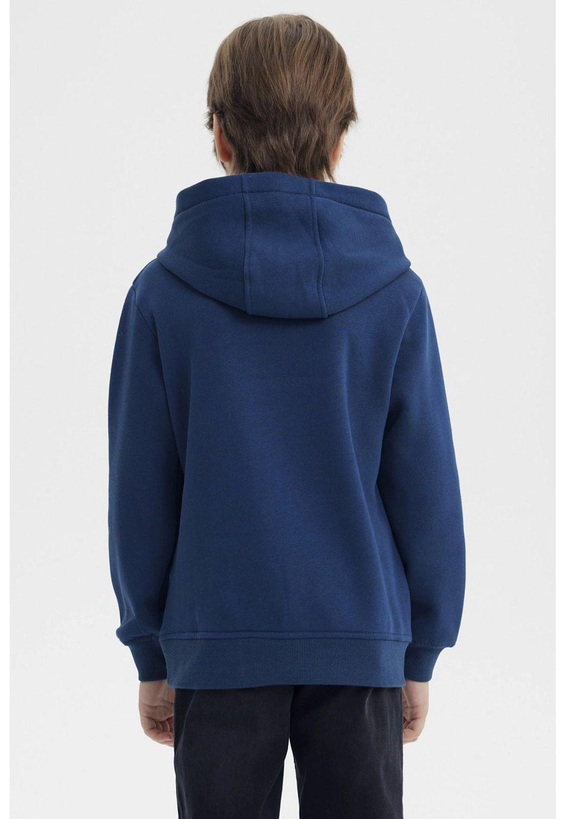 Polerón Niño Slim Con Gorro Azul Oscuro-2