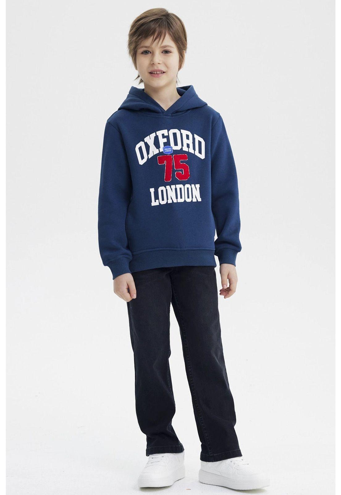 Polerón Niño Slim Con Gorro Azul Oscuro-3