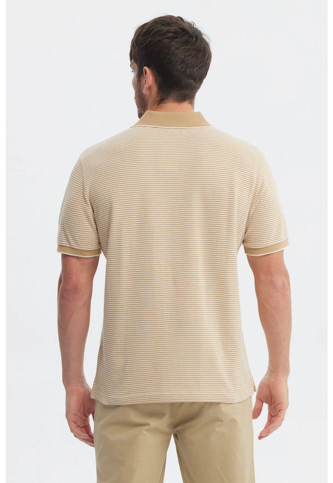 Polera Hombre Pique Rayas Logo Beige-2