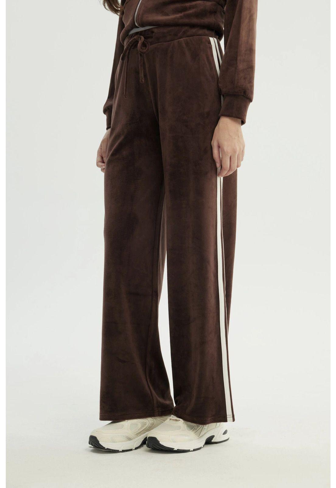 Pantalón Buzo Mujer Wide Leg Café - lV-1
