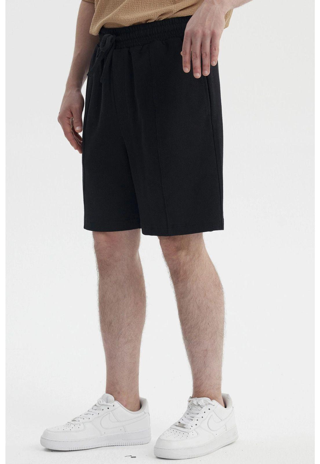 Bermuda Hombre Lisa Pretina Elasticada Negro-1