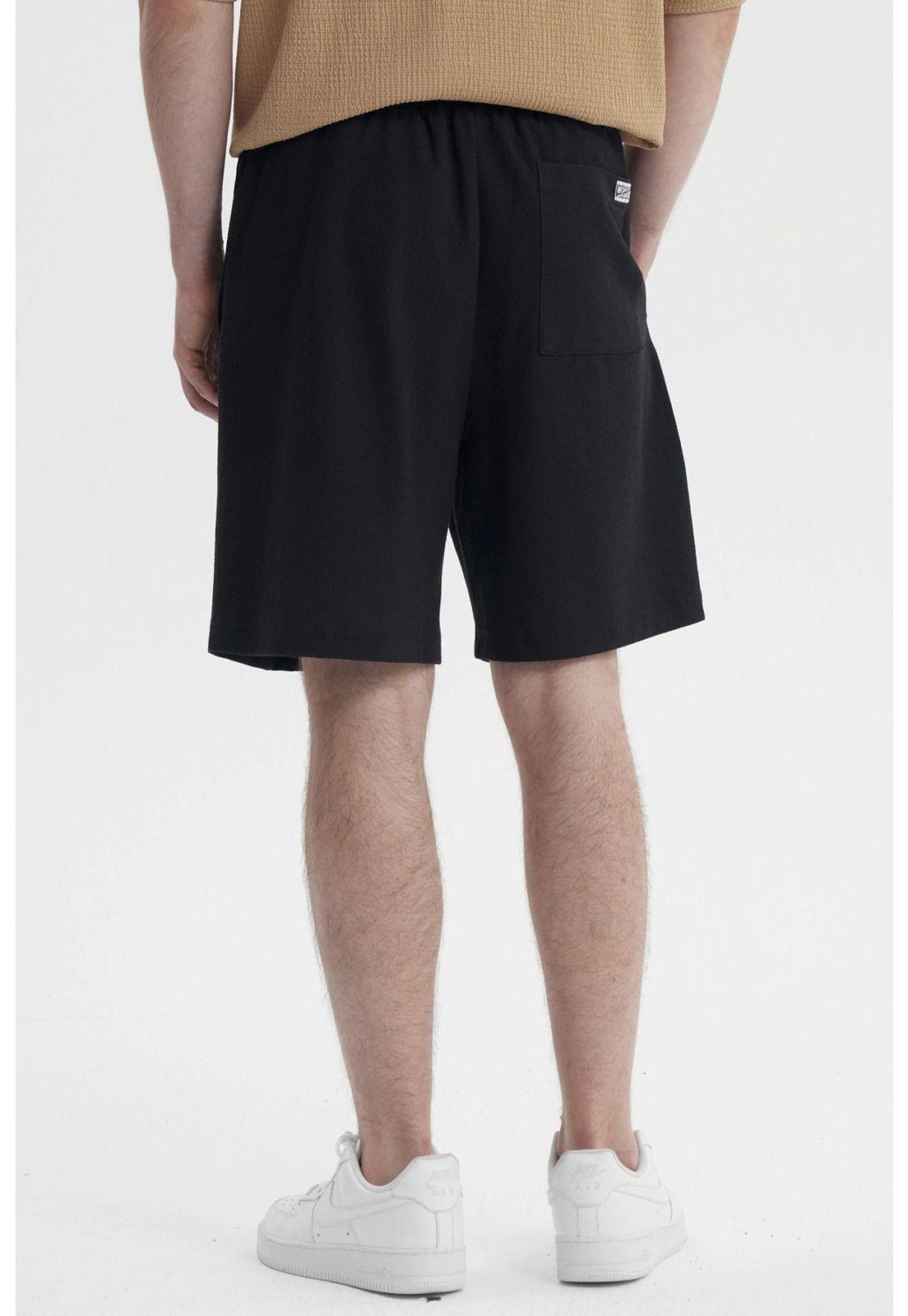 Bermuda Hombre Lisa Pretina Elasticada Negro-2
