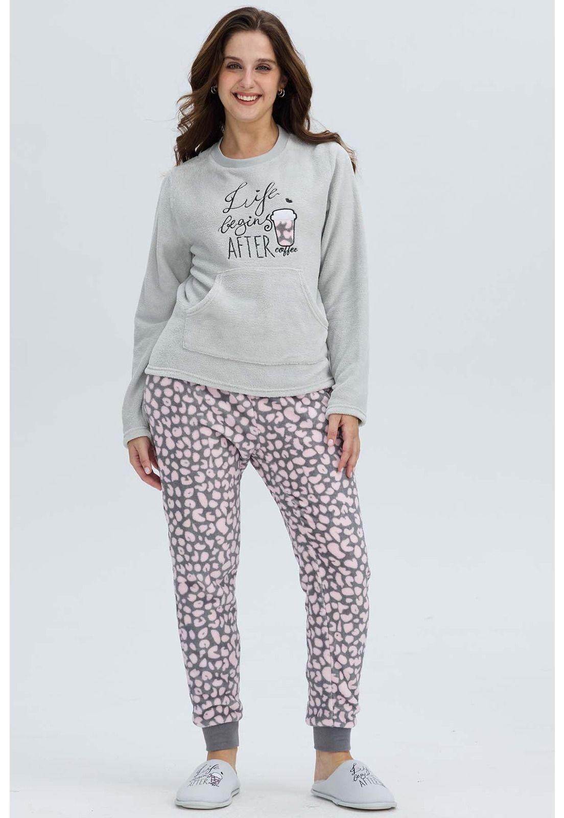 Pijama Mujer Polar Gris - lll-0