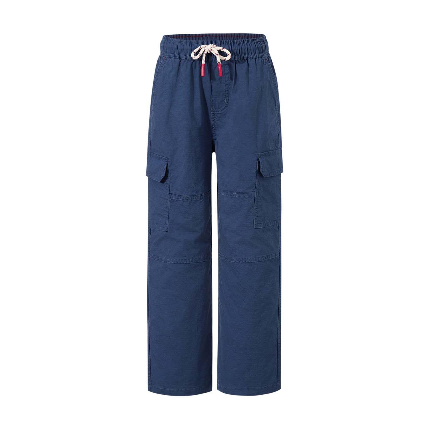 Pantalón Niño Cargo Recto Azul Oscuro-0