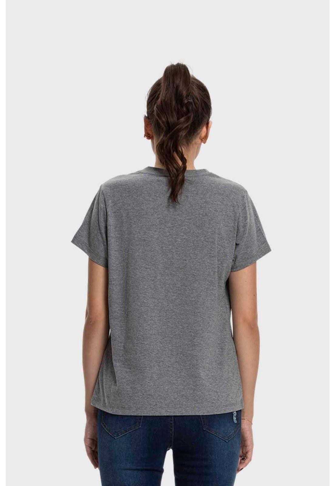 Polera Mujer Básica Print Gris - lV-1