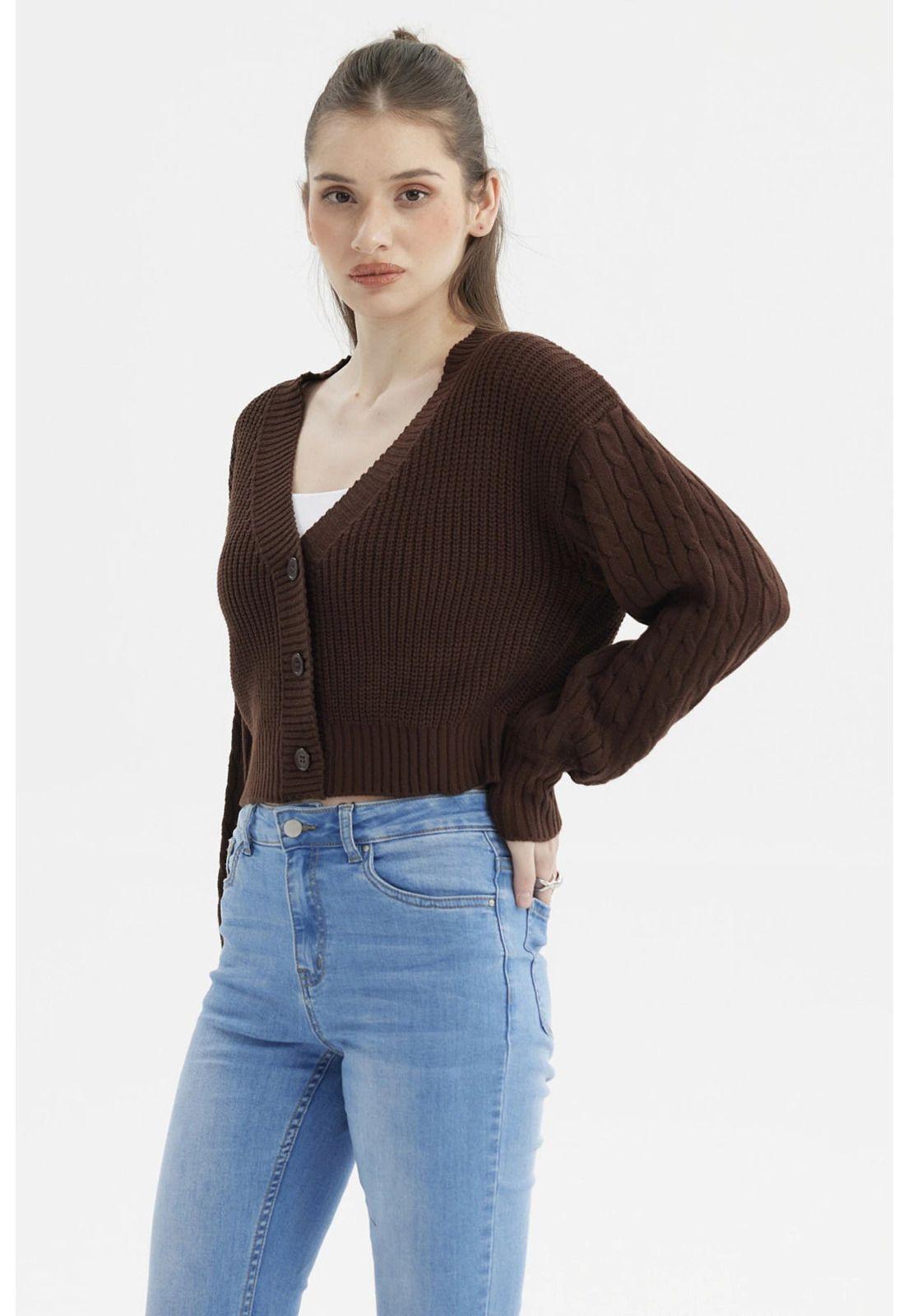 Sweater Mujer Juvenil Café Oscuro-1