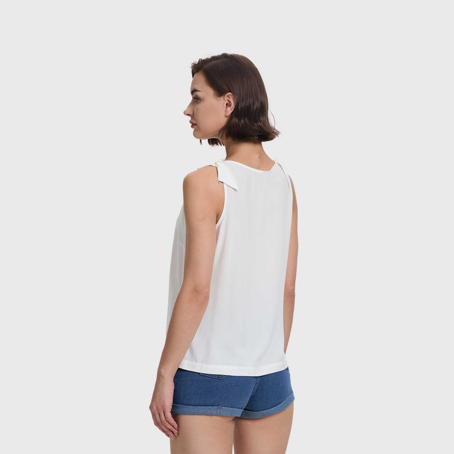 Blusa Mujer Aplicación Nudo Pabilo Crudo Fashion's Park-2