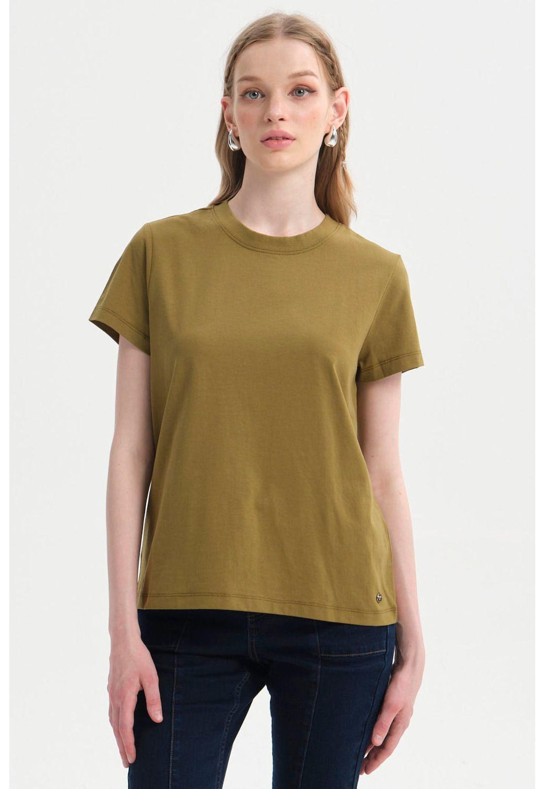 Polera Mujer Lisa Verde Olivo-0