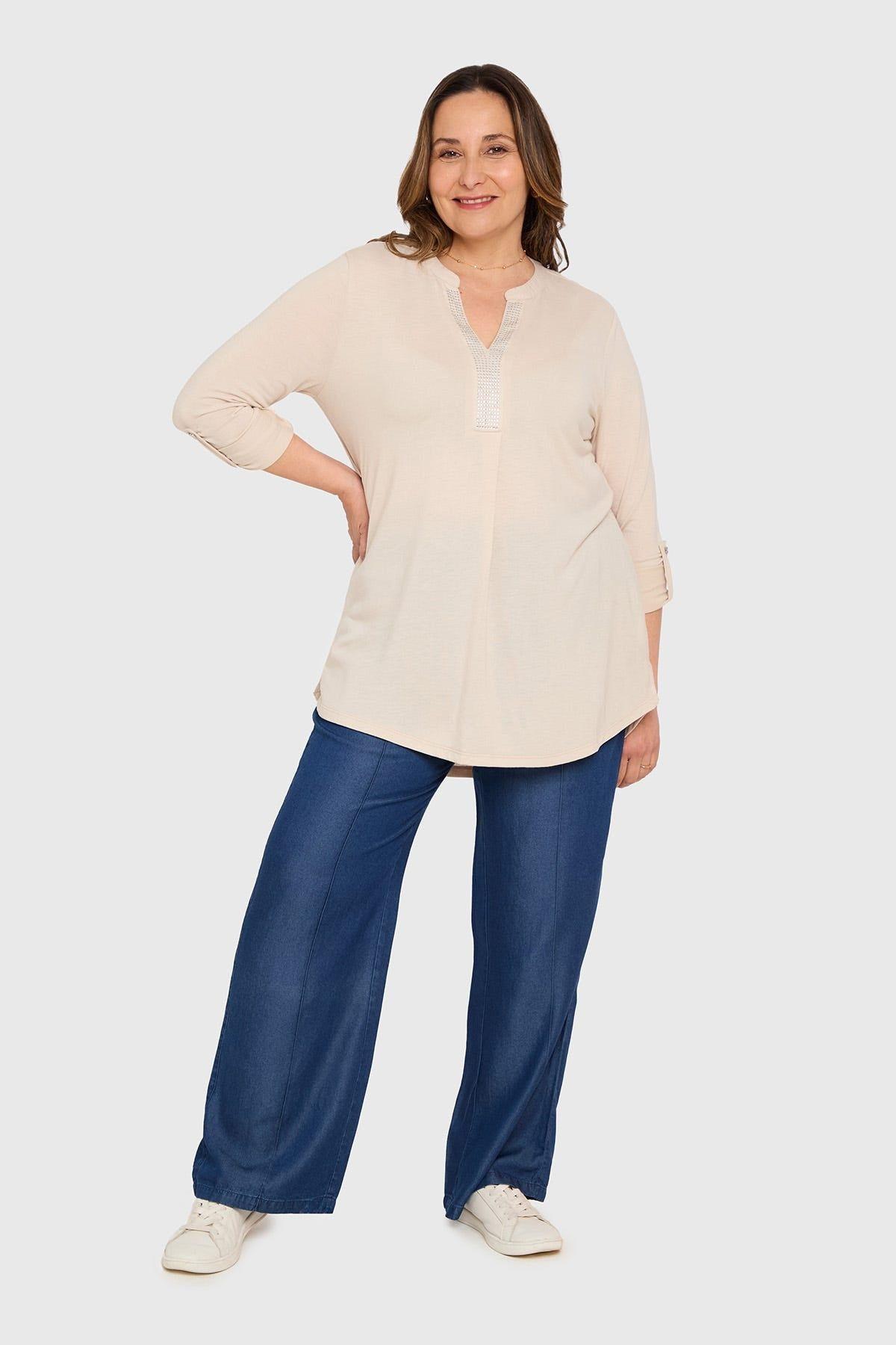 Polera Mujer Manga Roll Up Arena-3