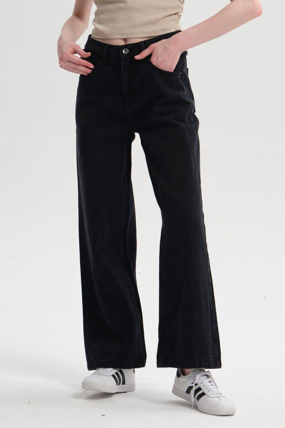 Jeans Mujer Ajuste Cintura Negro-0