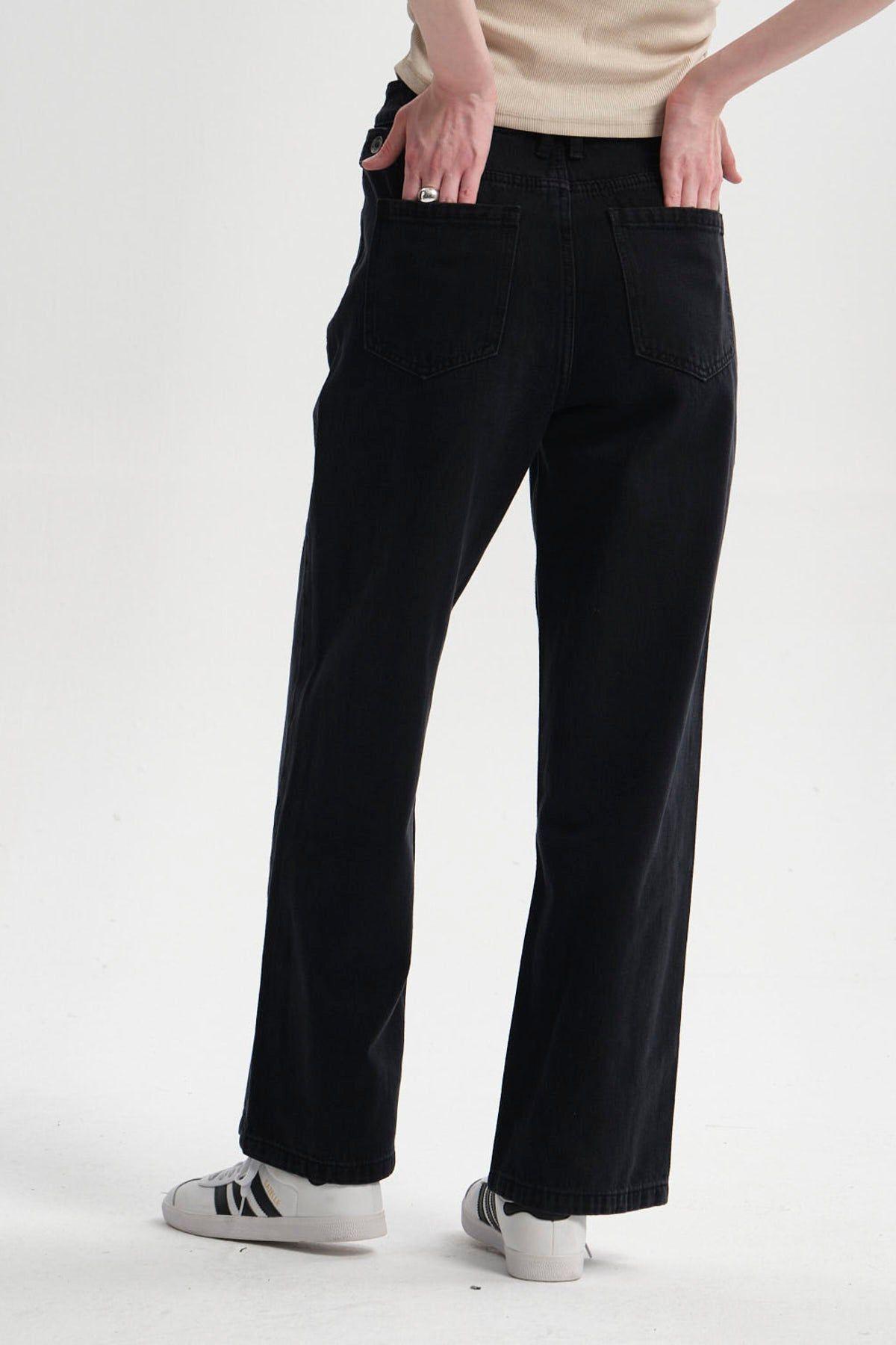Jeans Mujer Ajuste Cintura Negro-2
