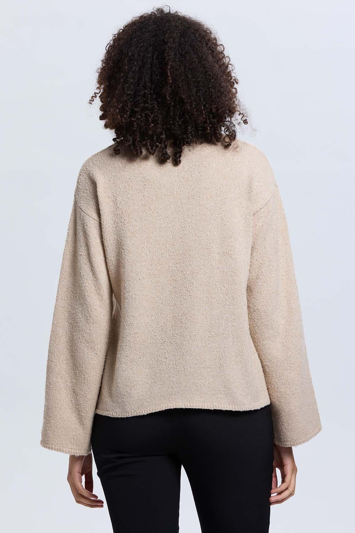 Sweater Mujer Manga Ancha Beige-2