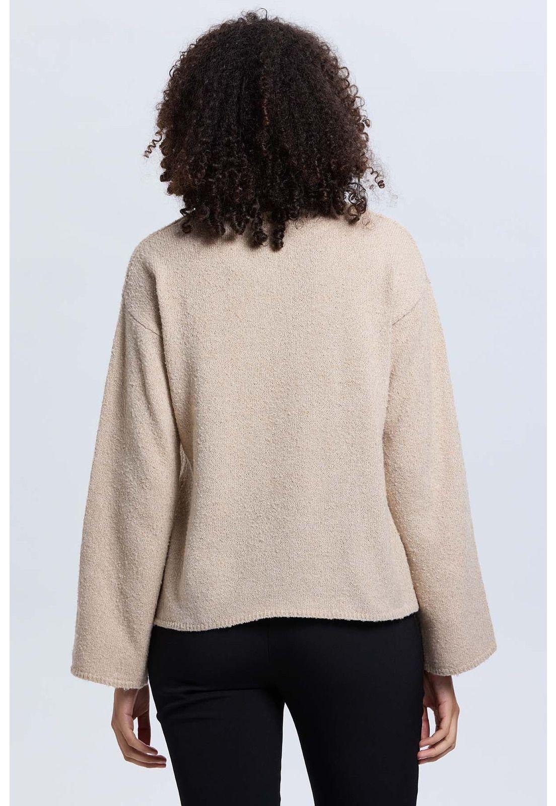 Sweater Mujer Manga Ancha Beige-2
