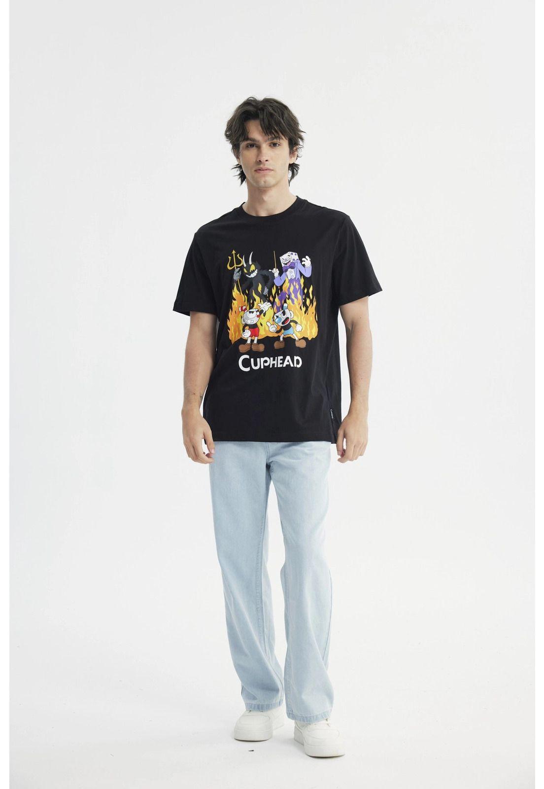Polera Regular Hombre Negro - V-3