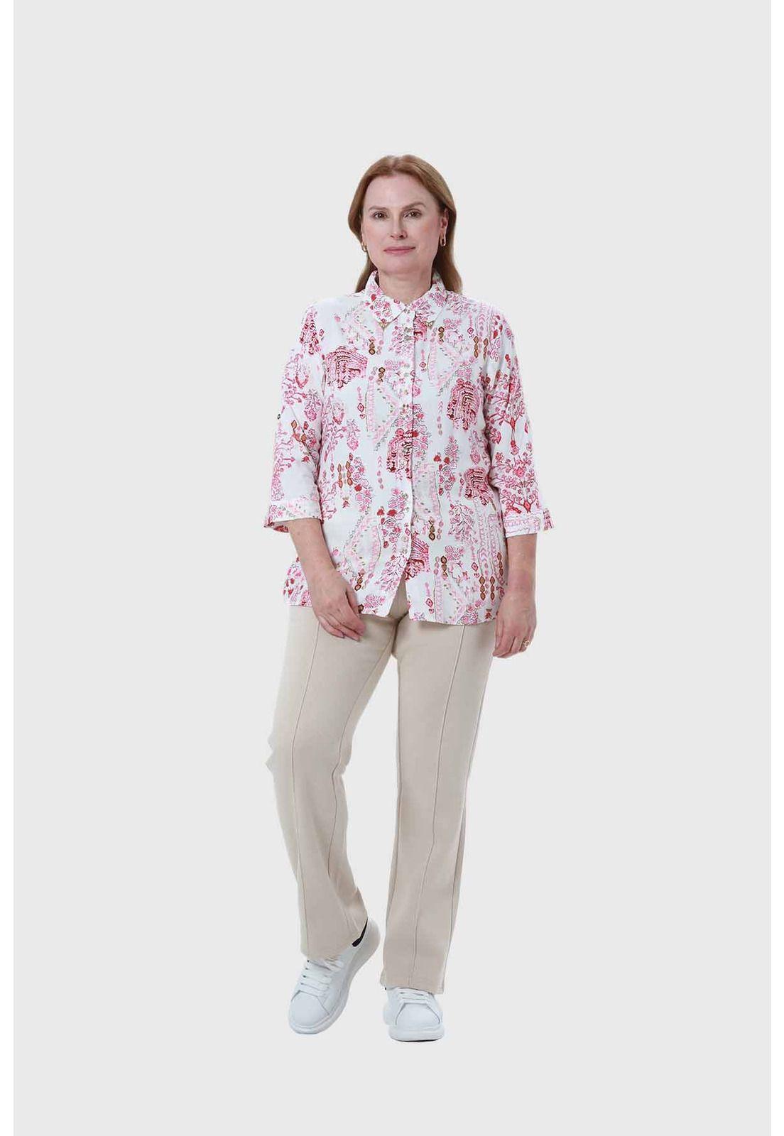 Blusa Mujer Abotonada Roll Up Crudo - ll-3