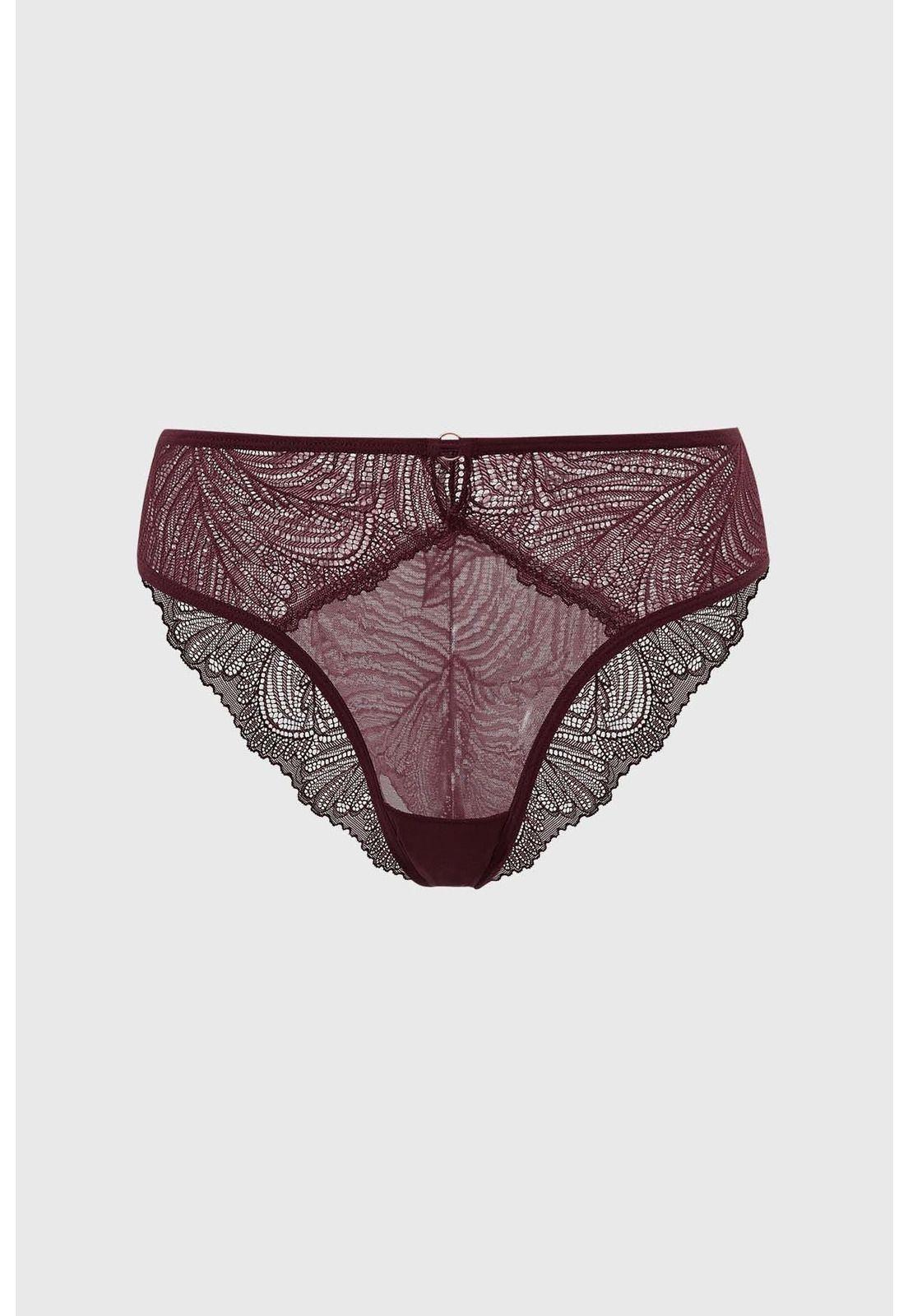 Calzón Mujer Con Detalle Encaje Guinda-0